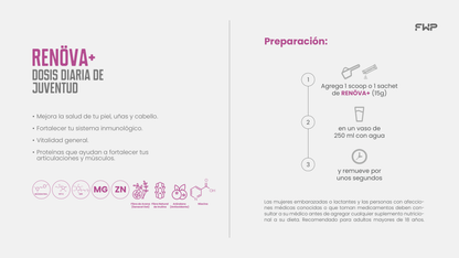 RENÖVA+ | Colágeno Hidrolizado Premium con Resveratrol y Coenzima Q10